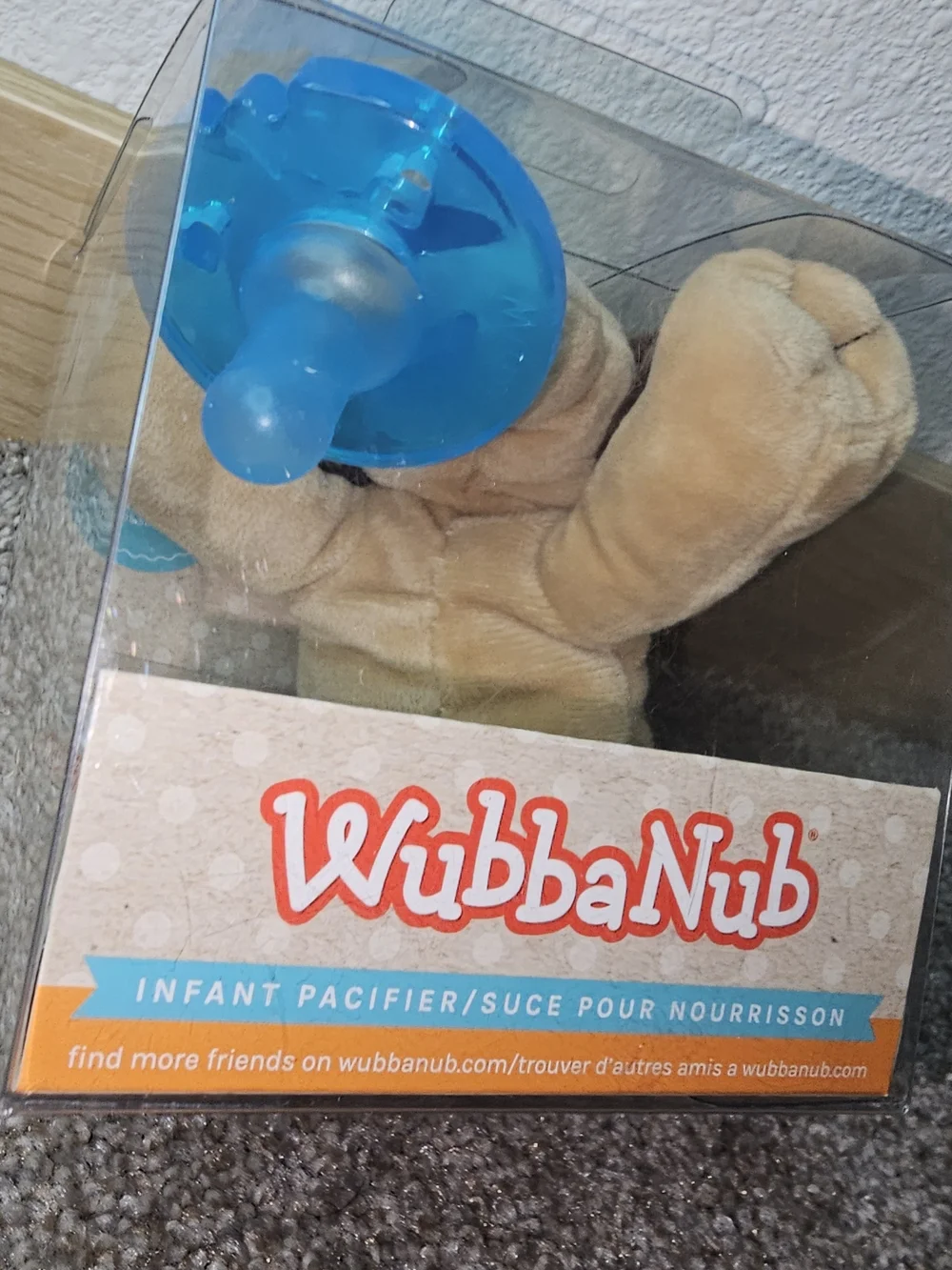 Plush Puppy Pacifier Clip with Blue Pacifier